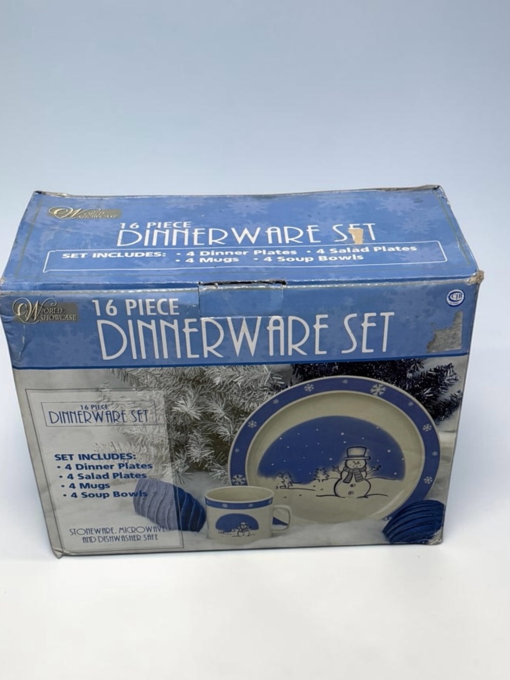 16 Piece Snowman Dinnerware Set | World Showcase Rare Pattern Set New In Box